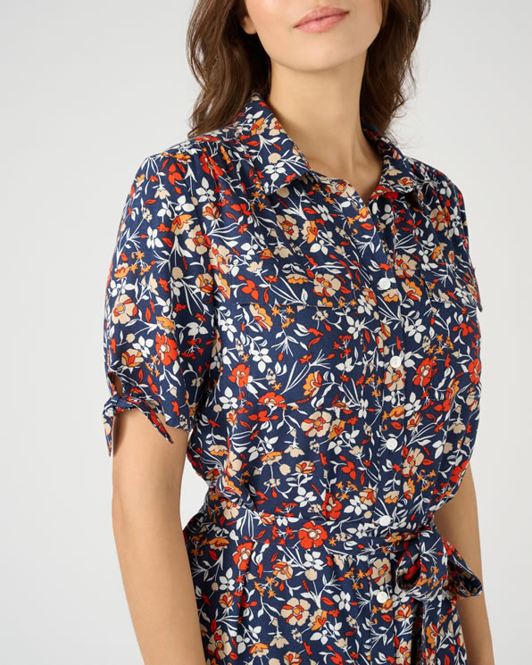 Robe-chemise boutonnée imprimée viscose Lenzing™ EcoVero™