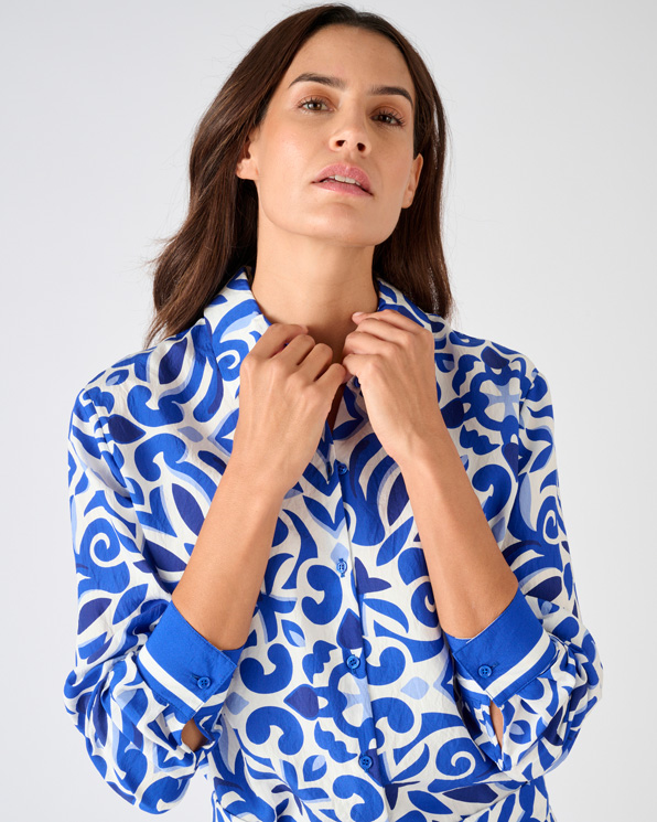 Overhemdblouse reliëf stof zuivere viscose