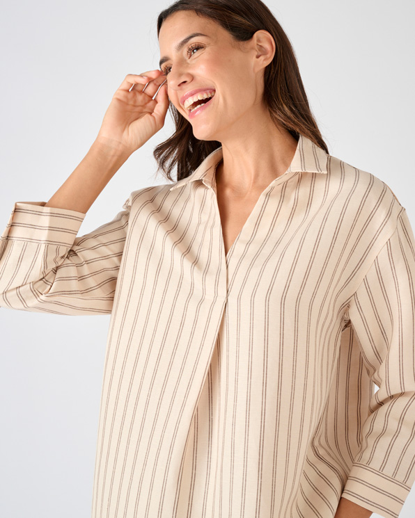 Overhemdblouse mix linnen en katoen
