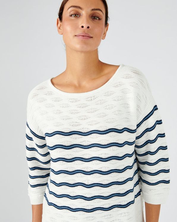 Pull rayés maille pur coton effet vague