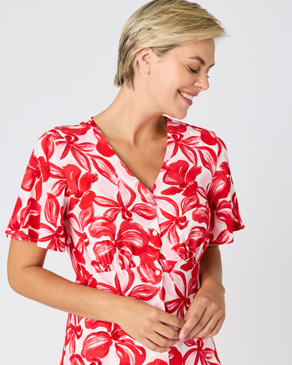 Jurk crêpe stof vlindermouwen