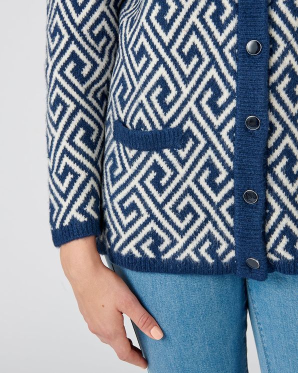 Gilet long jacquard graphique