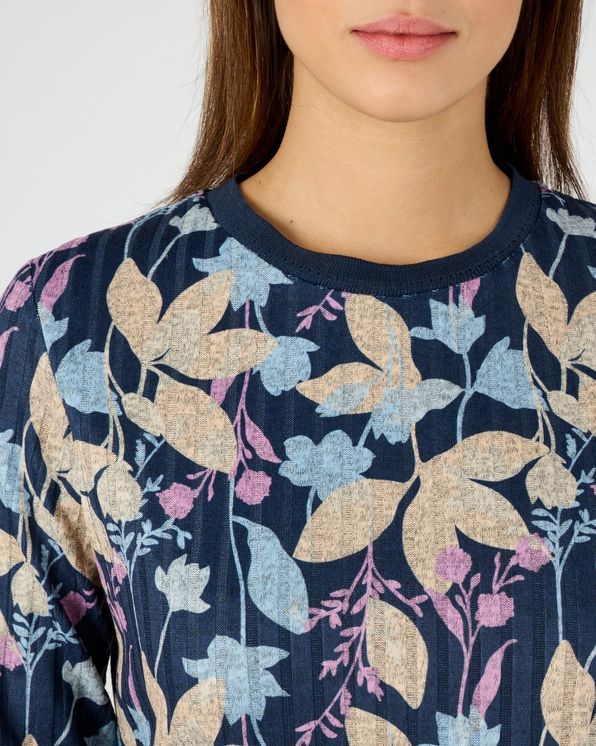 T-shirt in gebloemd ribtricot