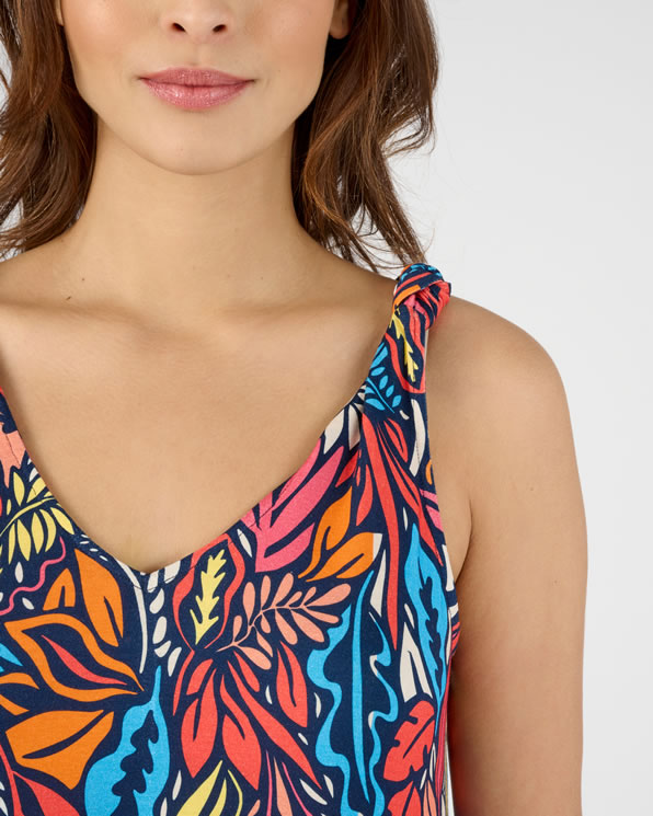 Robe maille stretch tropicale