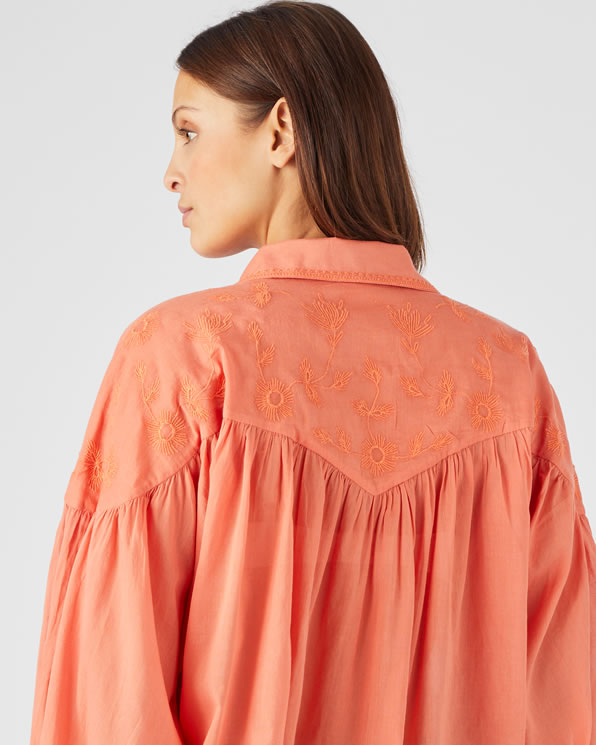 Blouse in voile met broderie, zuiver katoen