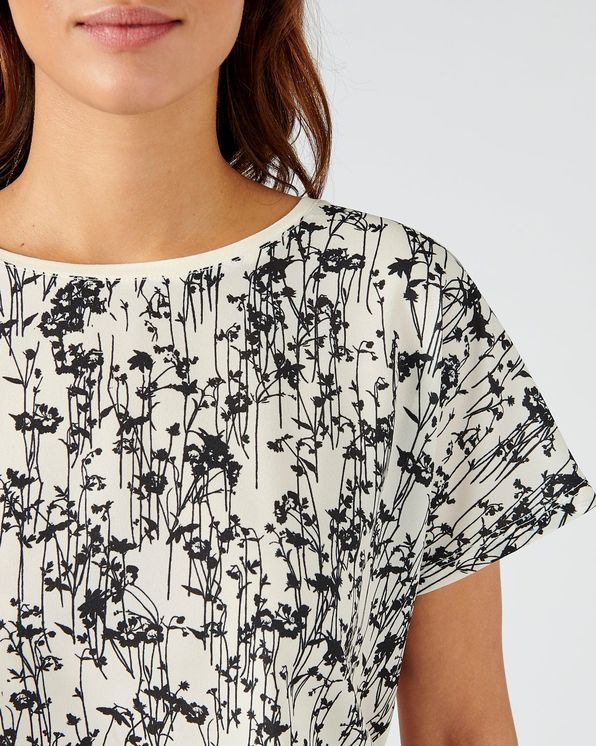 T-shirt in 2 stoffen met print vooraan