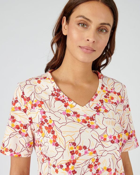 Gebloemd T-shirt in zuiver katoen