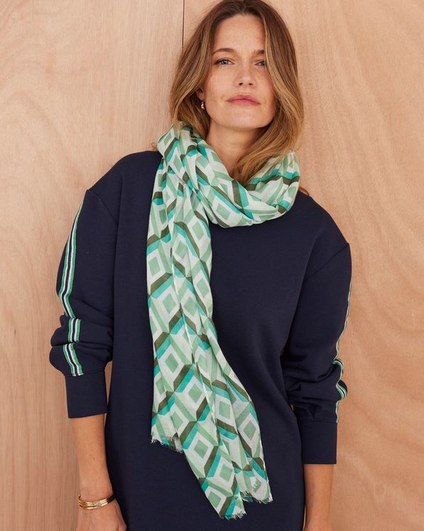 Sjaaltje in voile met geometrische print