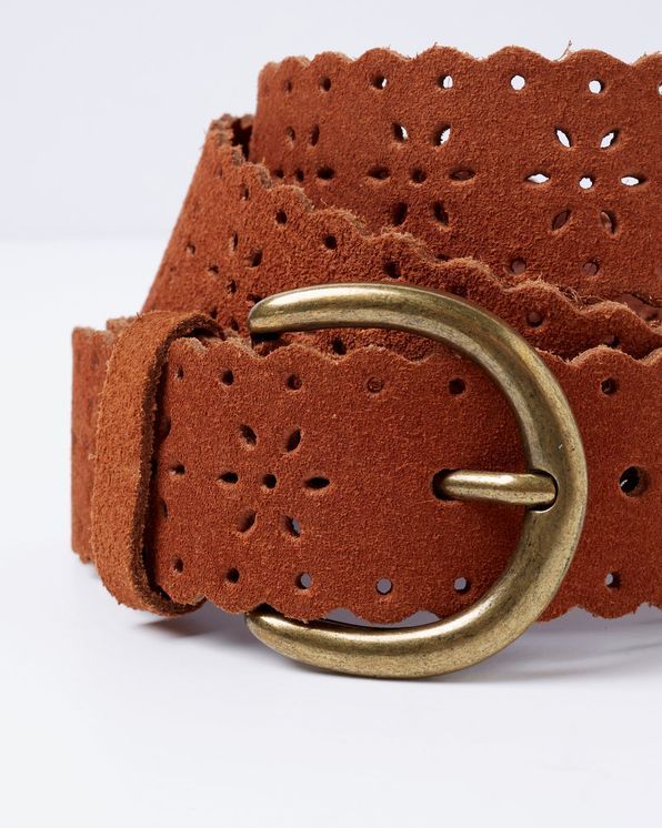 Ceinture perforée croûte de cuir vachette