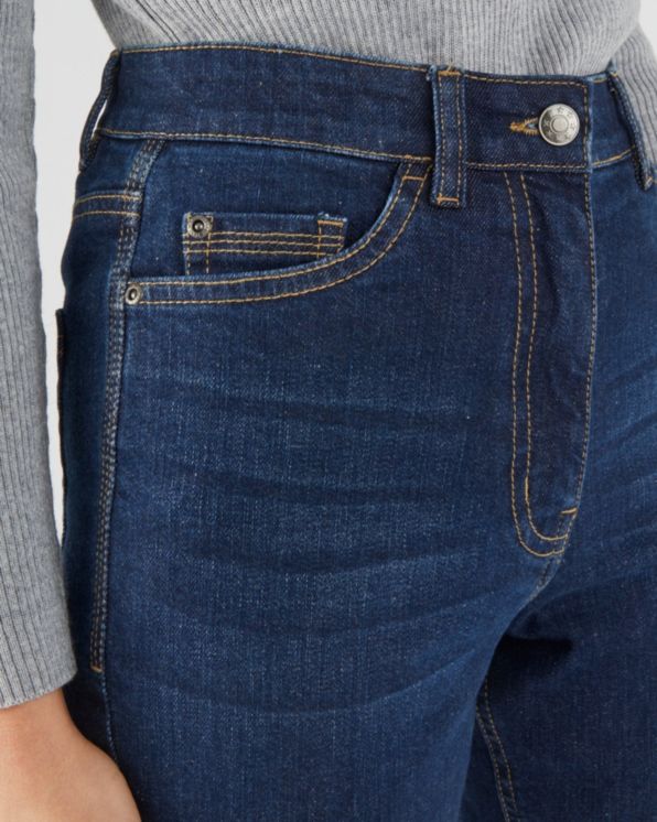 Jean coton stretch 5 poches coupe Mom taille haute