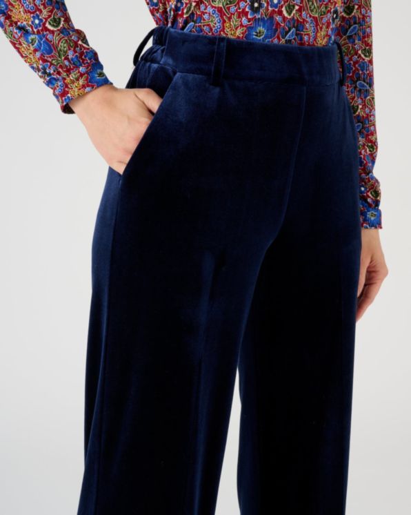 Wijde broek in velours met stretch