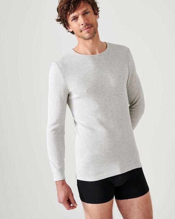 Thermolactyl T-shirt met ronde hals, geribde fleece