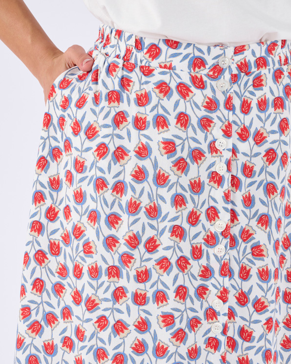 Rok knoopsluiting print tulpen