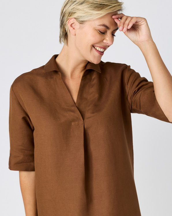 Jurk kaftan mix van linnen