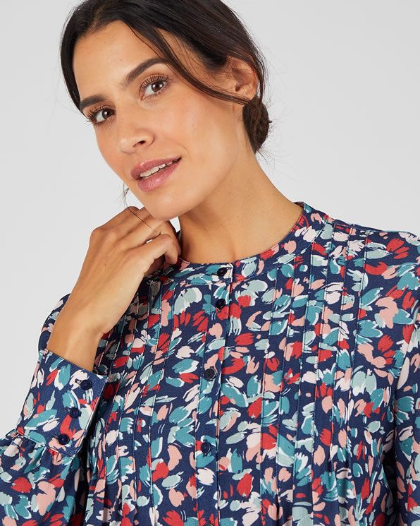 Blouse in crêpe met plooitjes