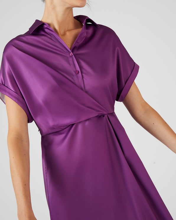 Robe tissu crêpe stretch drapée