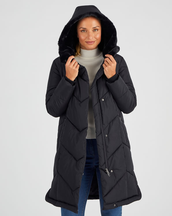 Lange parka, brede kraag, voering van Thermolactyl