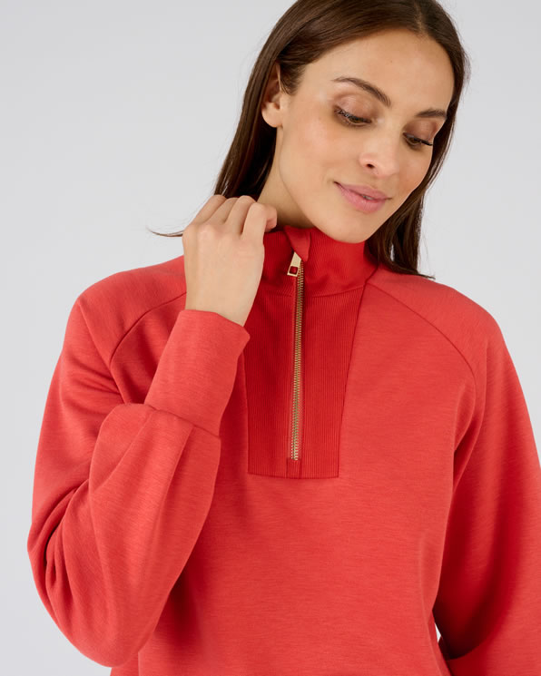 Fleece sweater Troyer kraag met ritssluiting