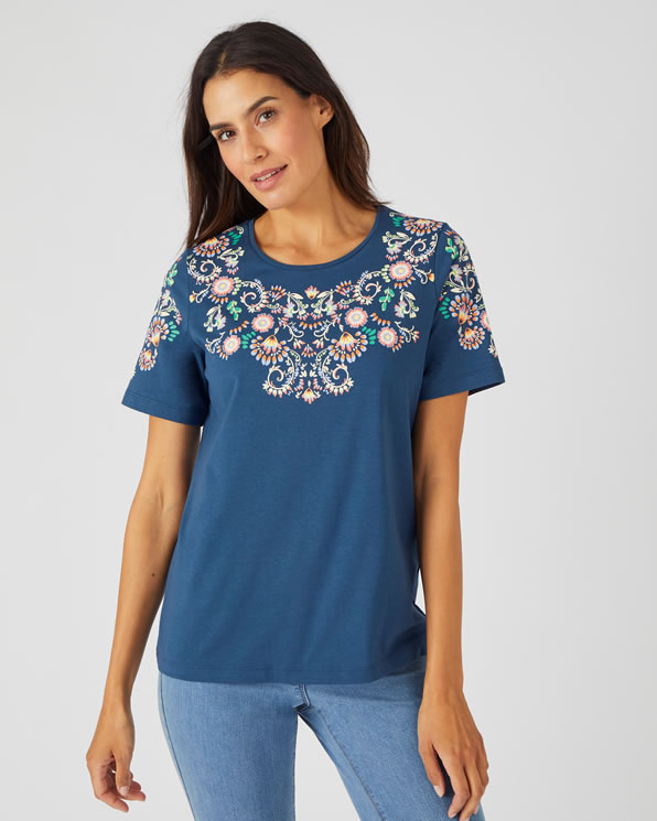 T-shirt impression reliefée pur coton