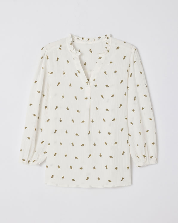 Blouse gaze pur coton brodée