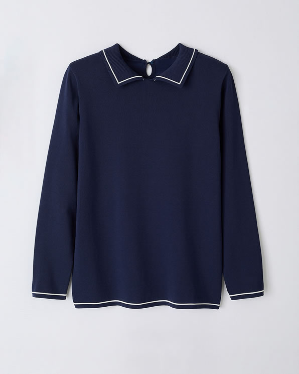 Pull maille serrée col polo