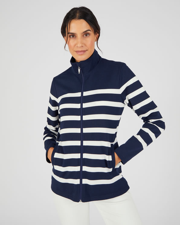 Casual gestreept fleece jack