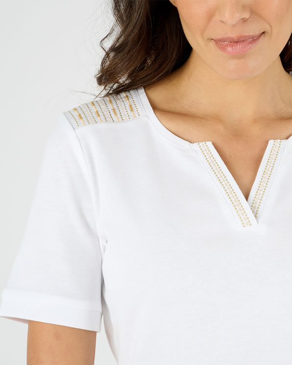 T-shirt met Tunesische kraag