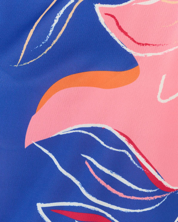 T-shirt van crêpe met bloemenprint aan de voorkant
