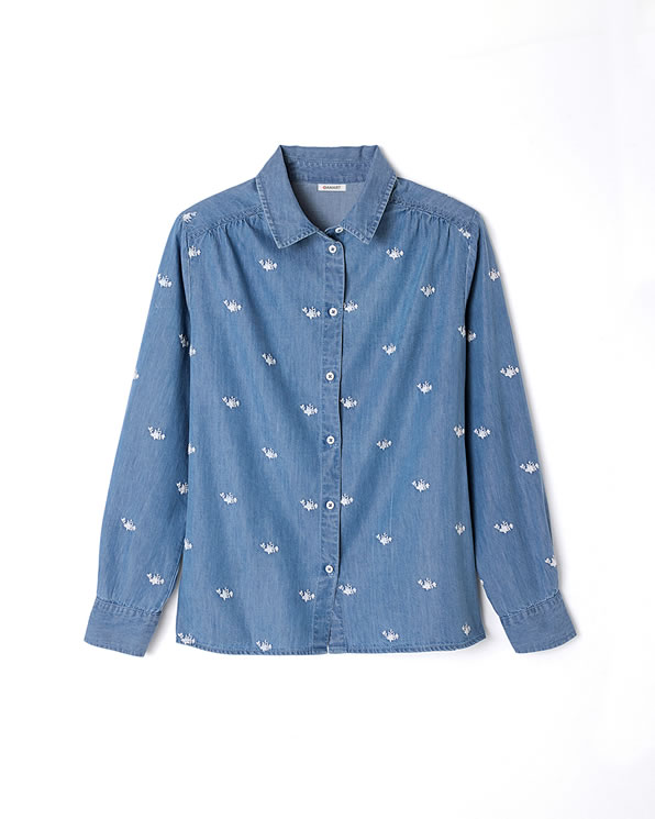 Geborduurde blouse van katoen en lyocell Tencel™ vezels