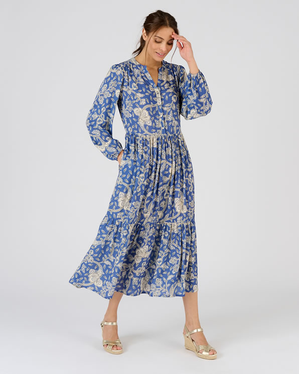 Jurk met lagen vezels pure viscose Lenzing™ Ecovero™