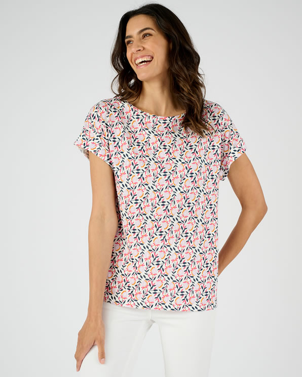 T-shirt met gevlamde botanische print