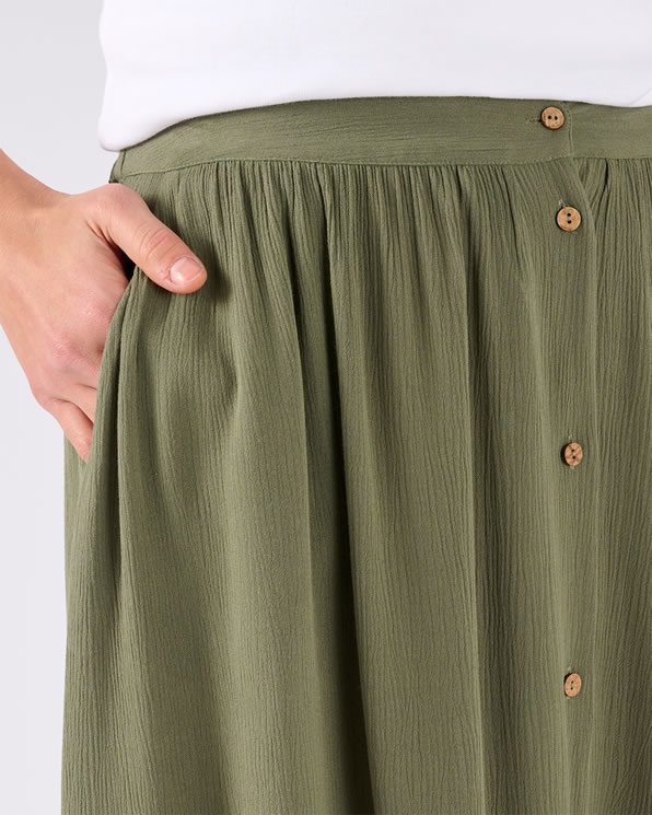 Rok met volledige knoopsluiting in * crêpe van pure viscosevezel