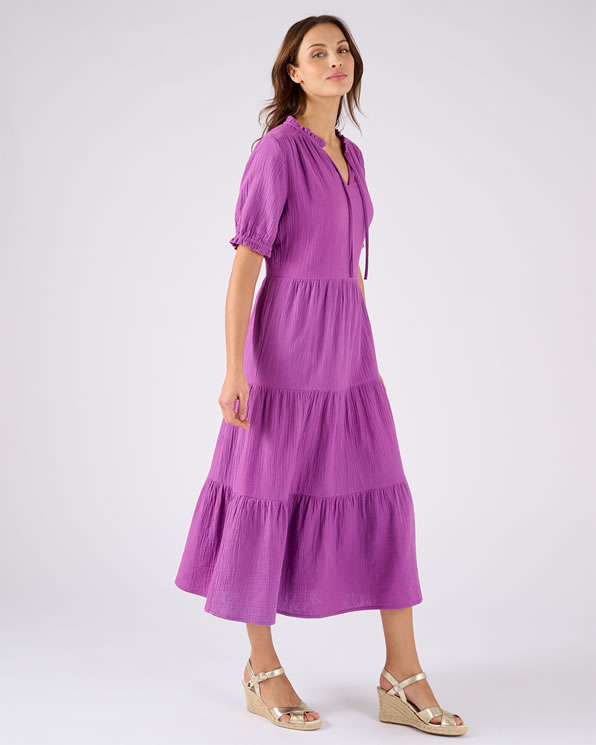 Robe à volants en gaze de coton