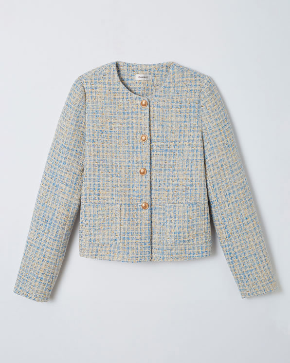 Tweed jasje met ruitjes en glanzende garen