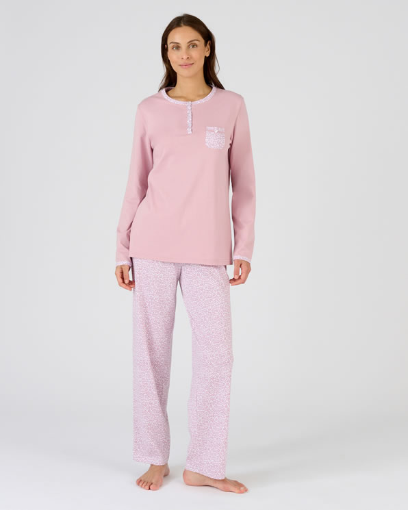 Pyjama van puur gekamd katoen, lange mouwen