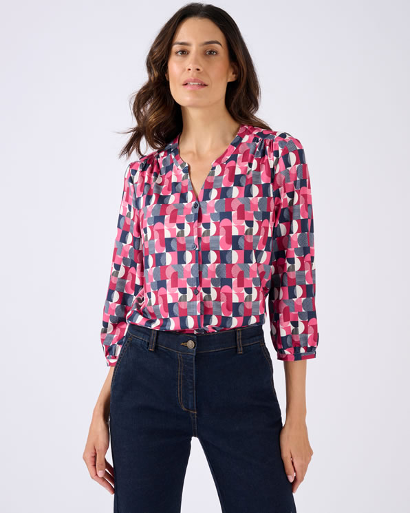 Overhemdblouse van warm tricot