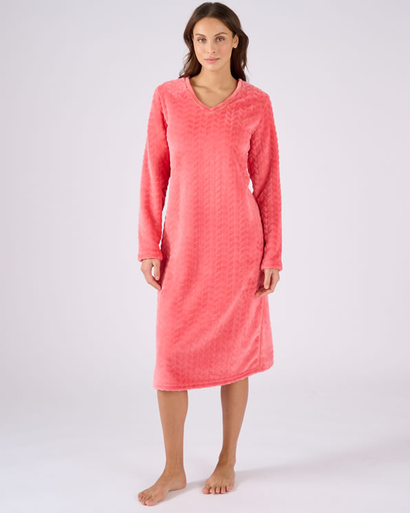 Thermolactyl nachthemd van tricot met reliëf