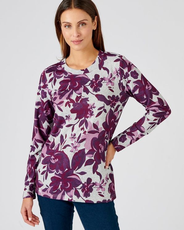 Warm T-shirt in geruwd tricot
