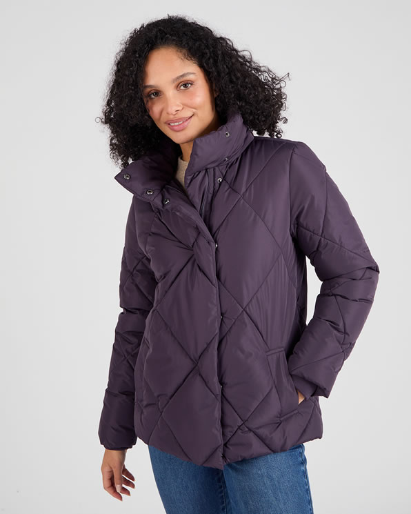 Thermolactyl parka met asymmetrische sluiting