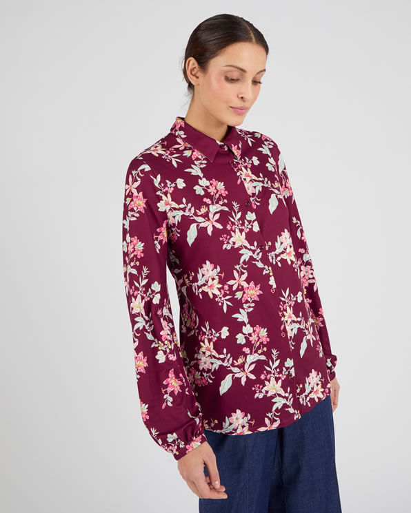 Overhemdblouse van warm tricot