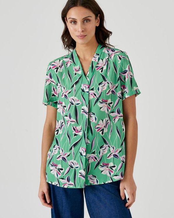 Blouse met reliëf, crêpe met stretch