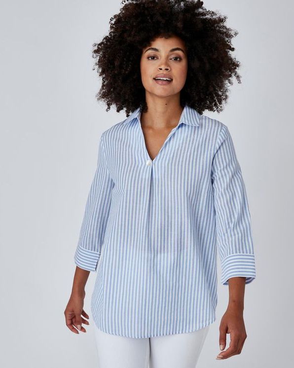 Blouse rayée et fils métallisés
