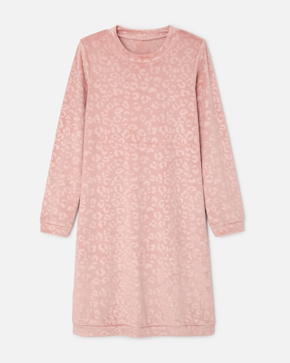 Nachthemd velours reliëf met Thermolactyl-label