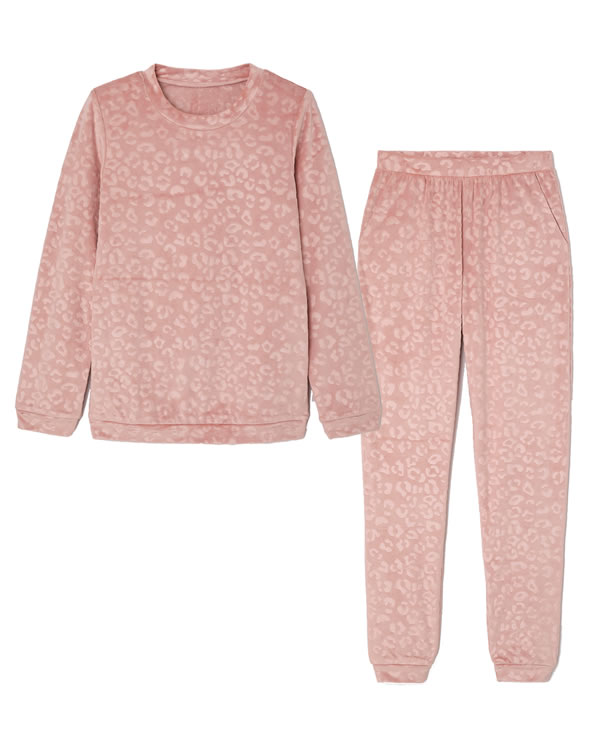 Pyjama velours reliëf met Thermolactyl-label