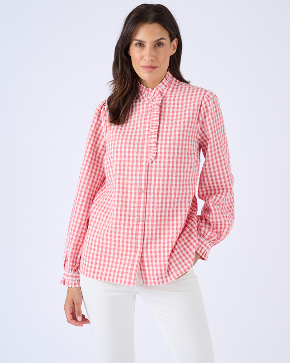 Chemisier effet gaufré à petits carreaux