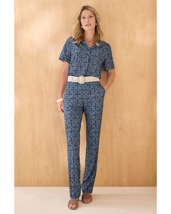 Blouse manches courtes en maille crêpe