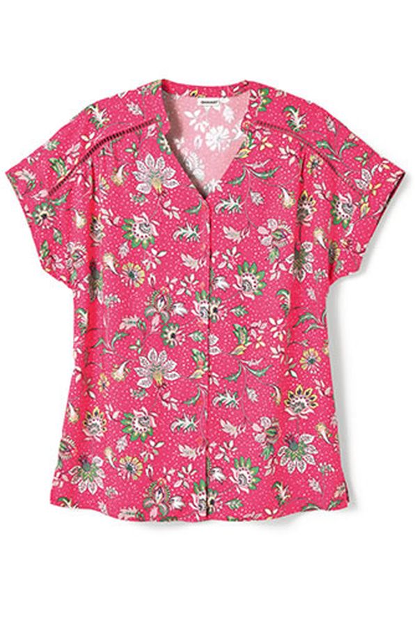 Gebloemde blouse in jacquard met reliëf