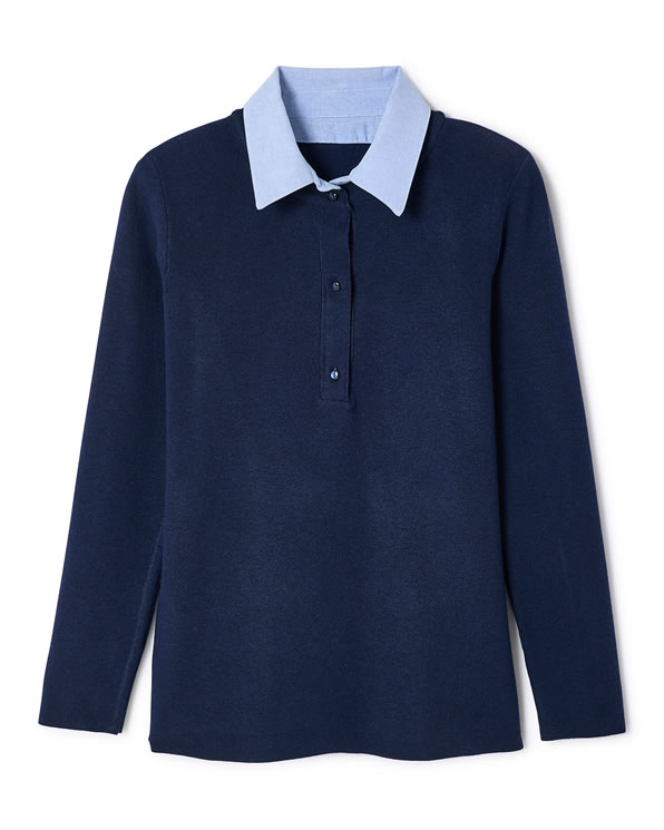 Trui overhemdkraag Chambray met Thermolactyl-label