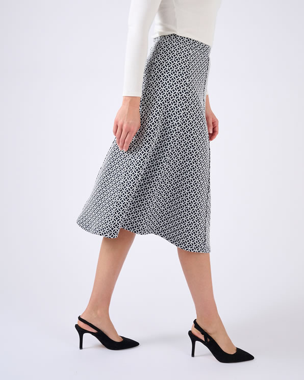 Uitlopende rok in stretch jacquard breisel
