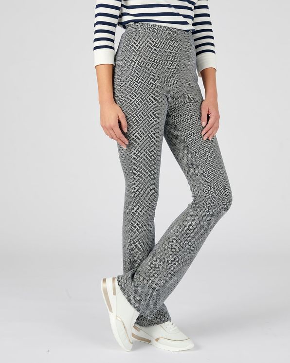 Pull-on broek, wijd model in jacquardtricot met stretch
